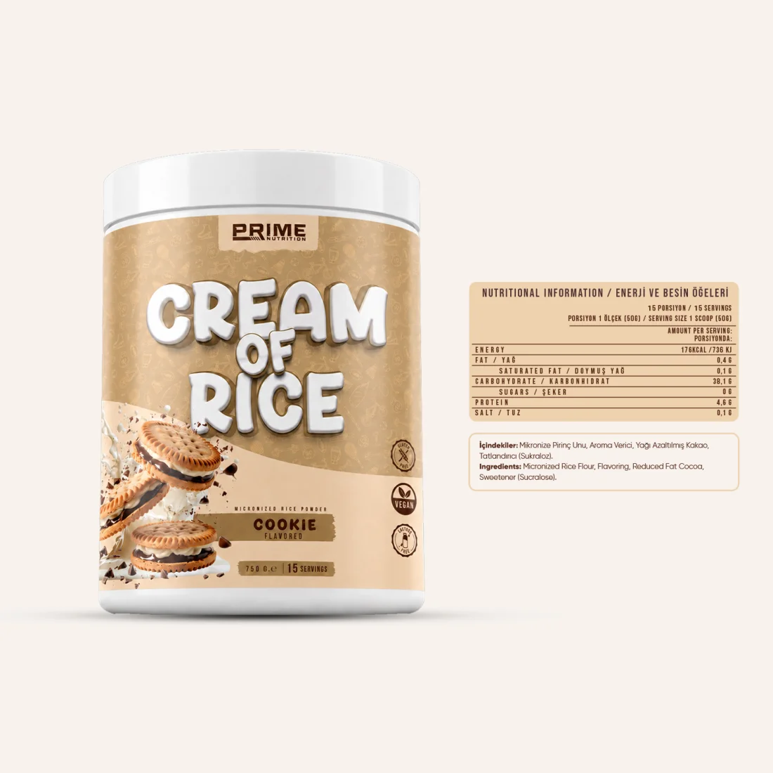 PRIME NUTRITION CREAM OF RICE 750 GRAM KURABİYE AROMALI