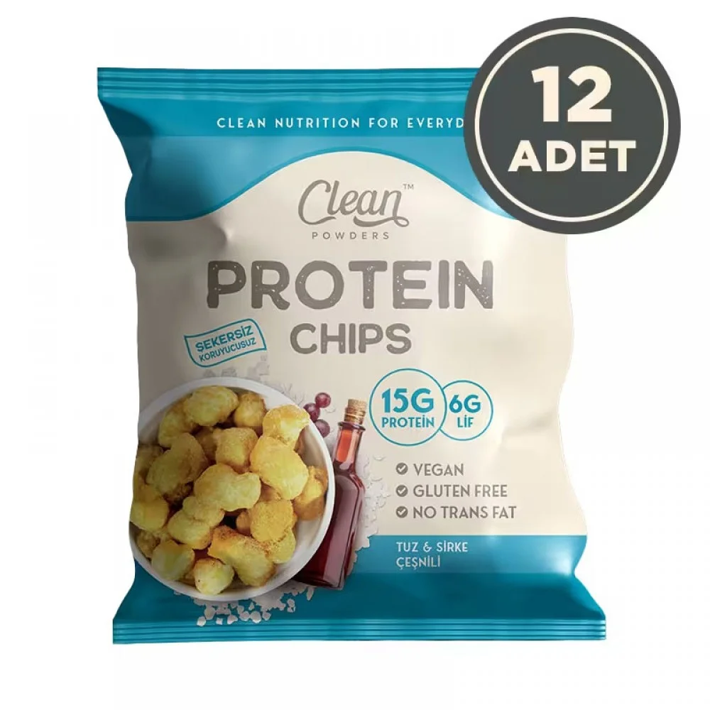 CLEAN POWDERS PROTEİN CİPS TUZ SİRKE AROMALI 12 ADET x 50gr