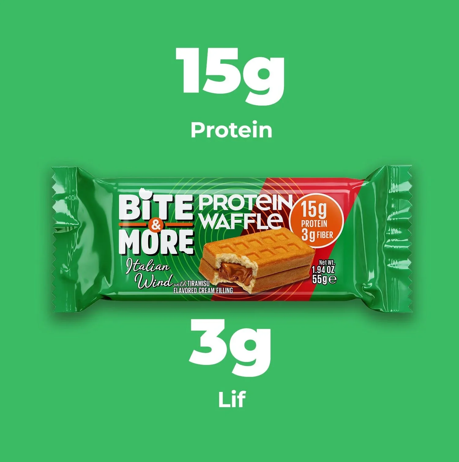 BİTE MORE PROTEİN WAFFLE TİRAMİSU KREAMALI 55 GRAM TEKLİ