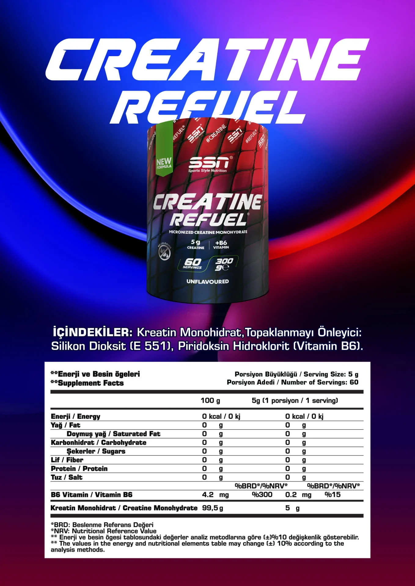 SSN SPORTS STYLE NUTRITION CREATINE REFUEL 300 GR AROMASIZ