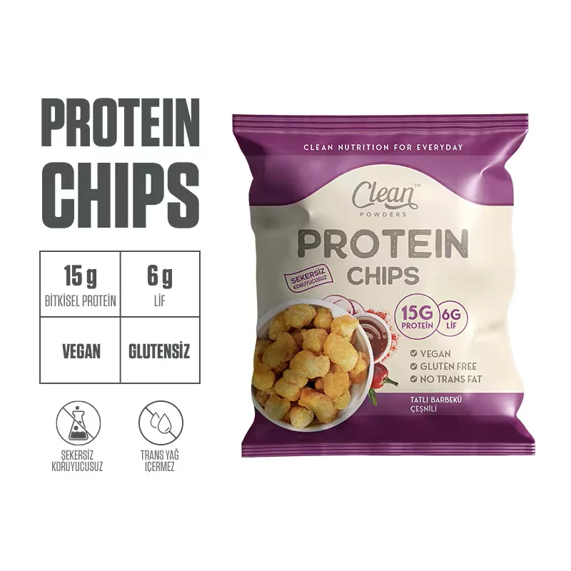 CLEAN POWDERS PROTEİN CİPS TATLI BARBEKÜ AROMALI 1 ADET x 50gr