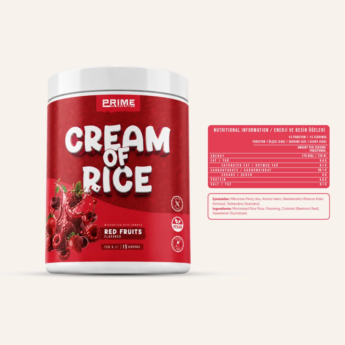 PRIME NUTRITION CREAM OF RICE 750 GRAM KIRMIZI MEYVE AROMALI