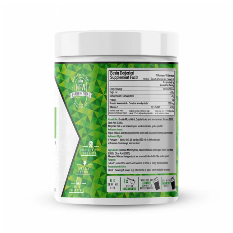 PRİME NUTRİTİON CREATİNE 420 GR YEŞİL ELMA AROMALI