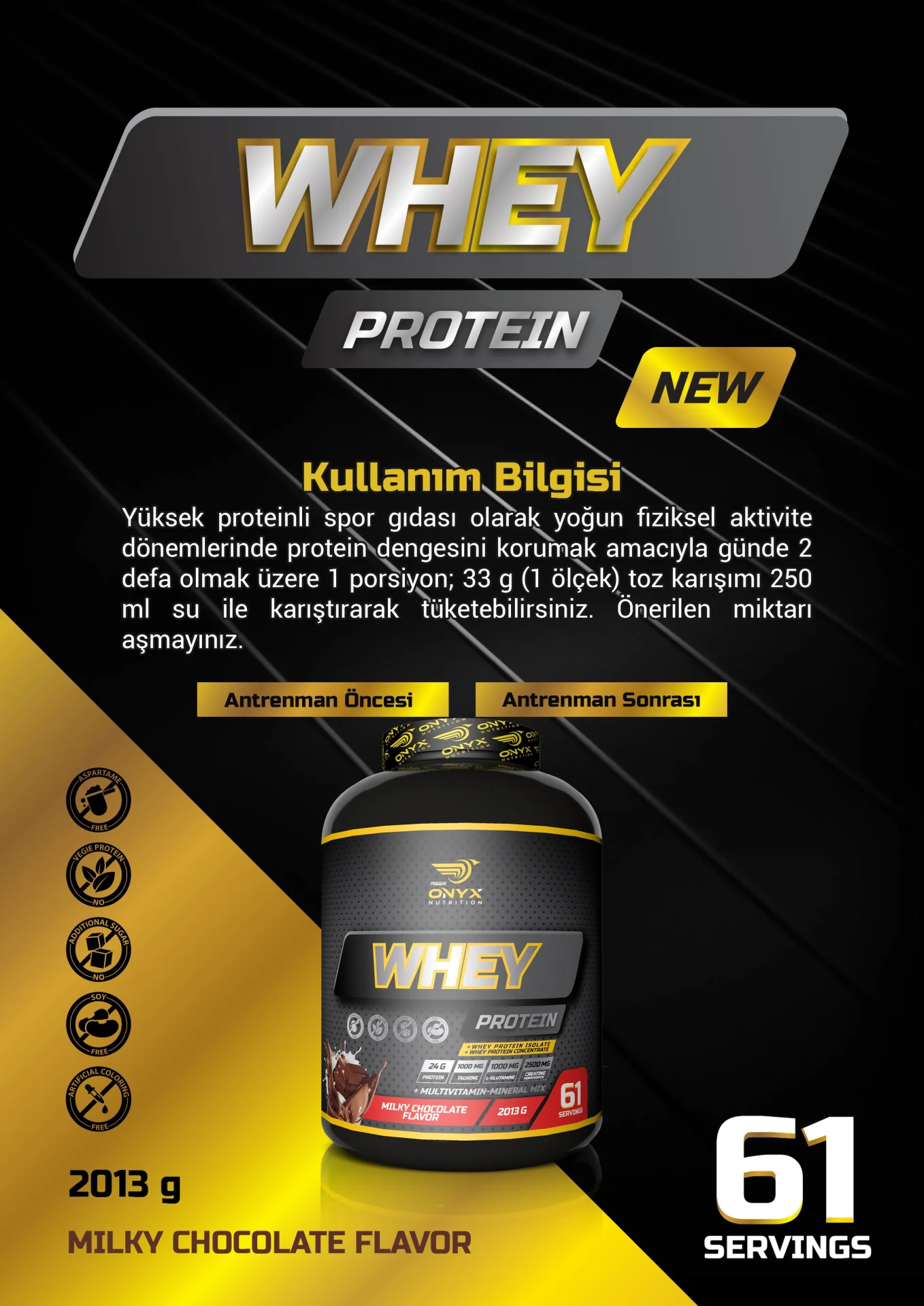ONYX %100 WHEY PROTEIN TOZU 2013 GR ÇİKOLATA AROMALI