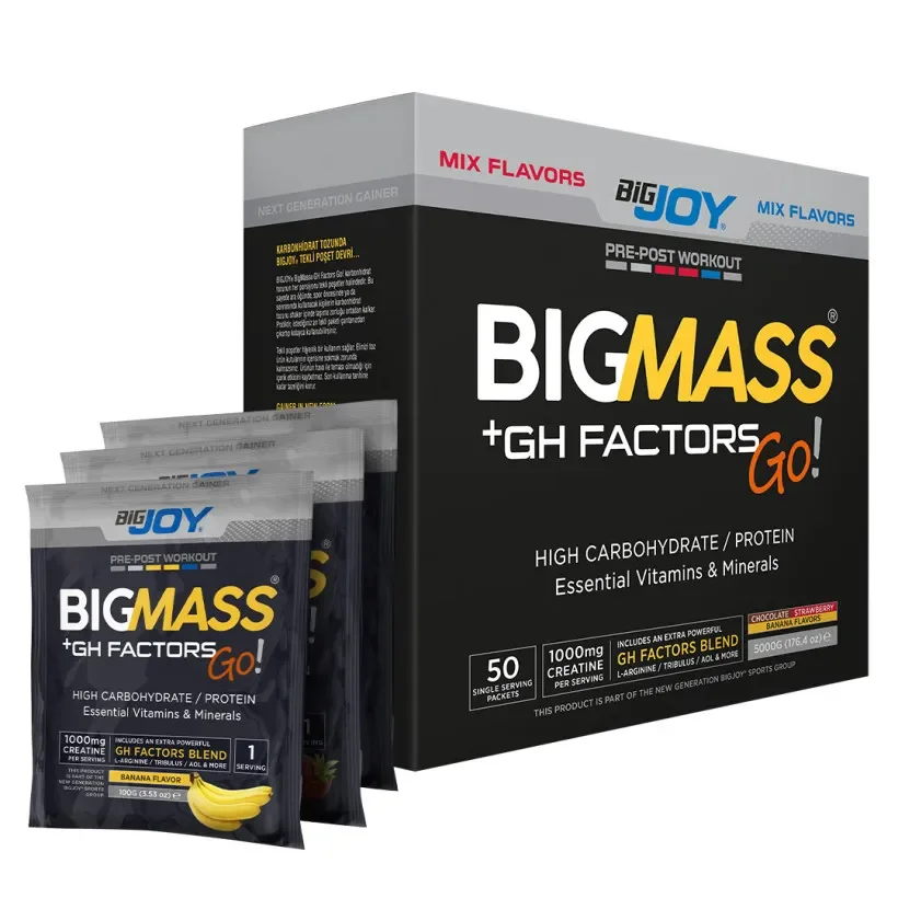 BİG JOY BİG MASS + GH GO FACTORS 5000 GR MIX FLAVORS - 50 PAKET