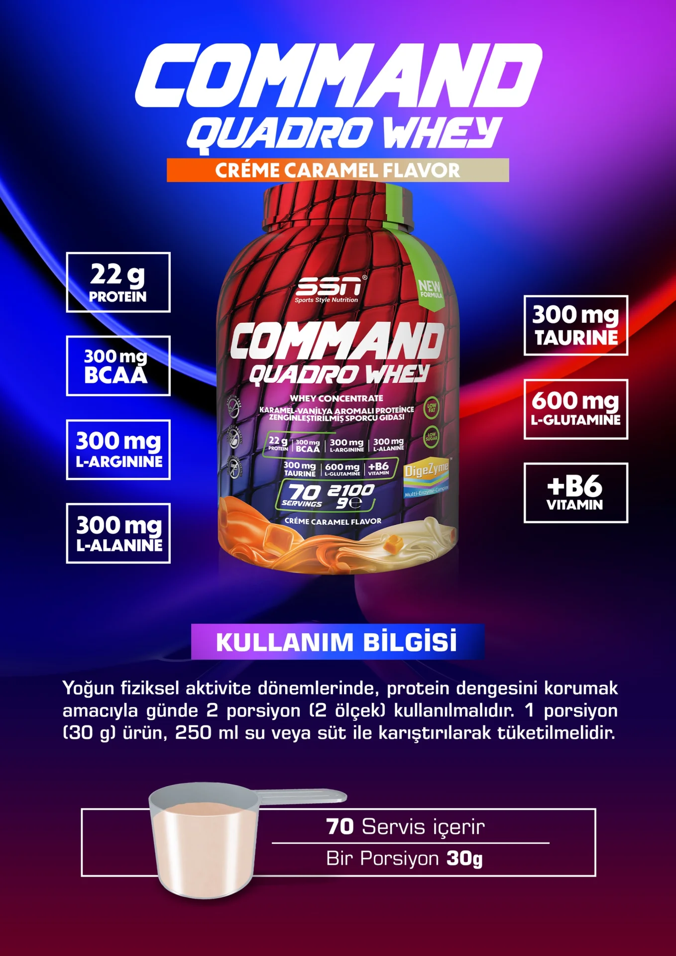 SSN SPORTS STYLE NUTRITION COMMAND QUADRO WHEY 2100GR (CREME CARAMEL) PROTEIN TOZU