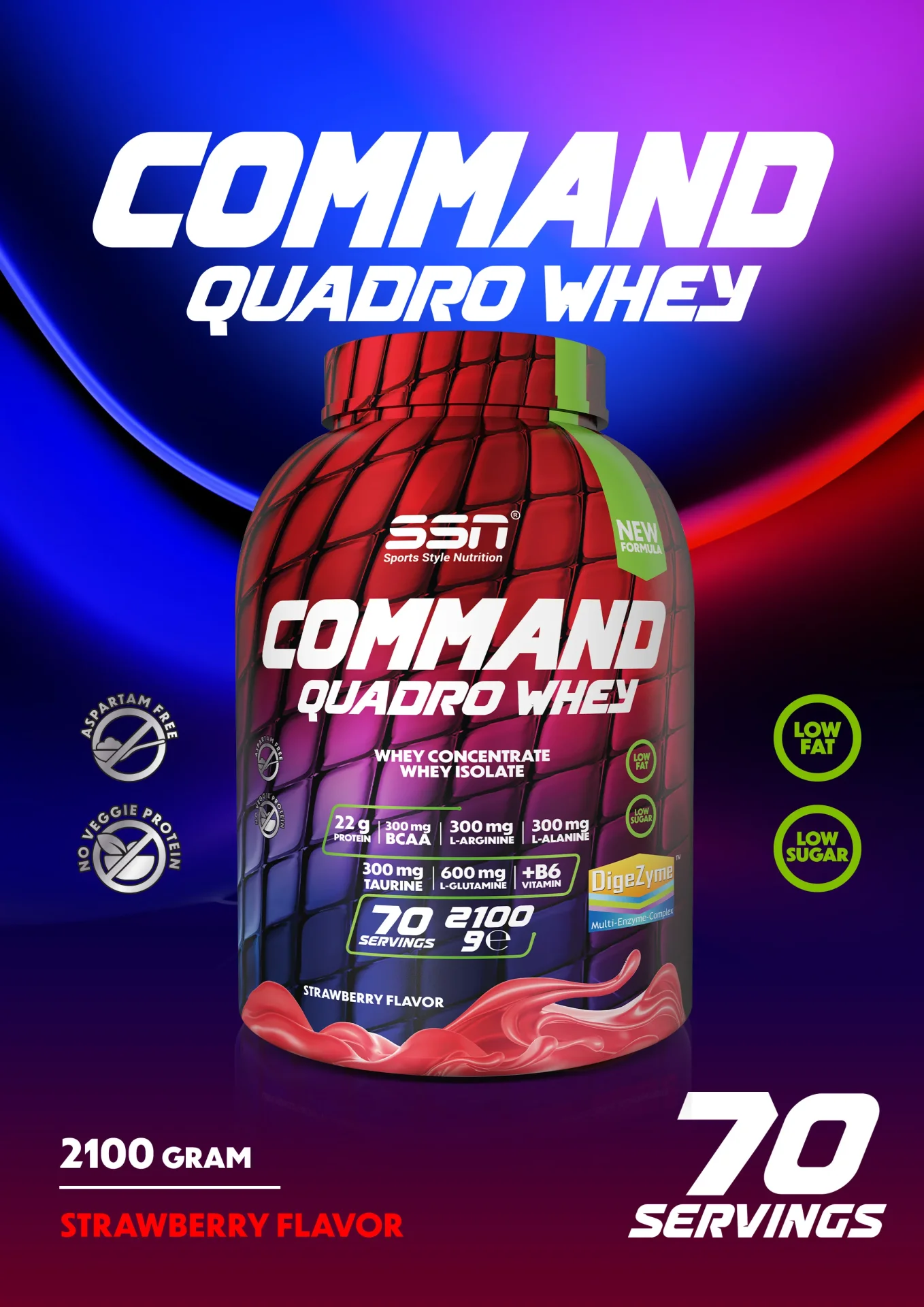 SSN SPORTS STYLE NUTRITION COMMAND QUADRO WHEY 2100 GR (ÇILEK) PROTEIN TOZU
