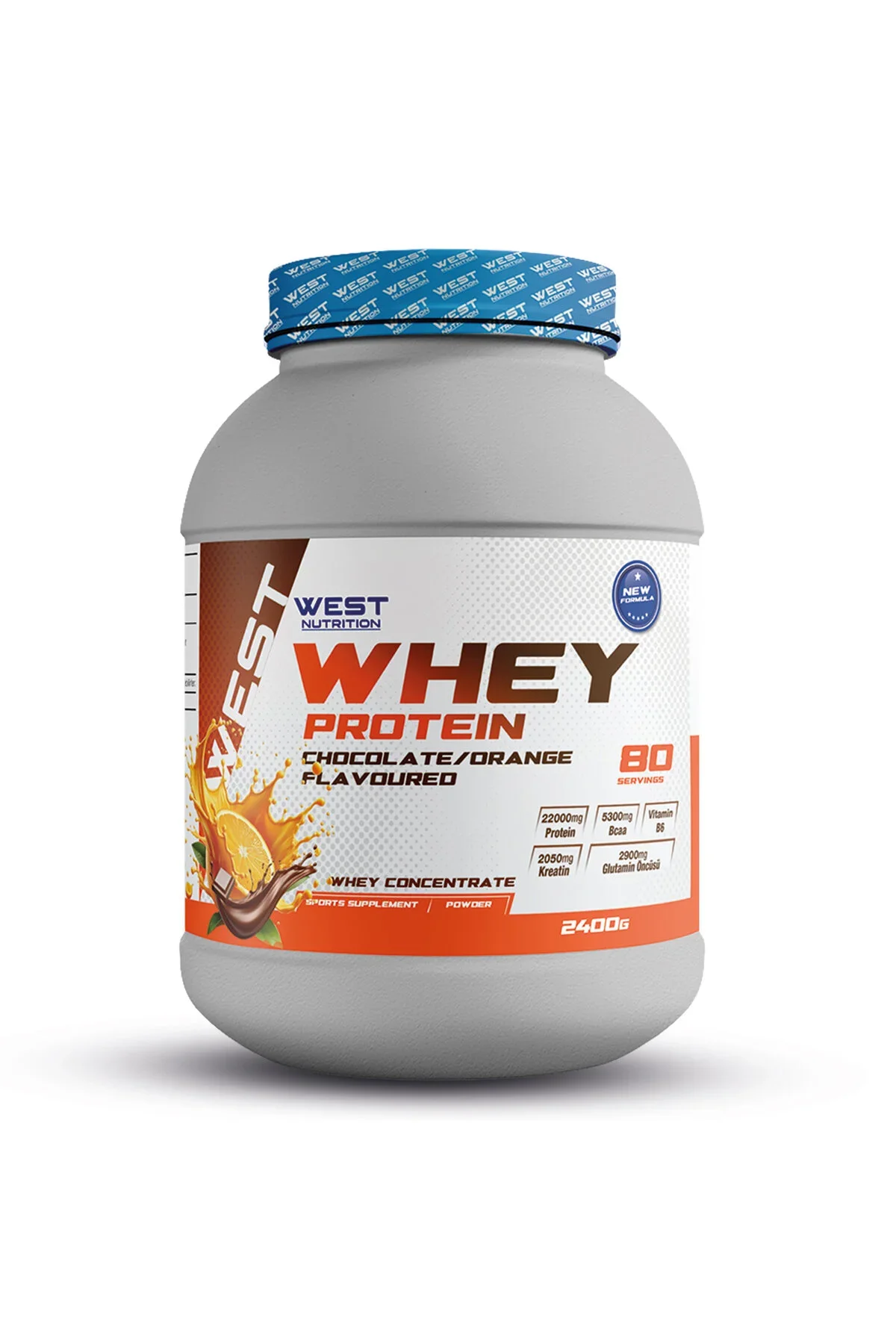 WEST NUTRITION WHEY PROTEIN TOZU 2400 GR 80 SERVIS ÇIKOLATA & PORTAKAL AROMALI