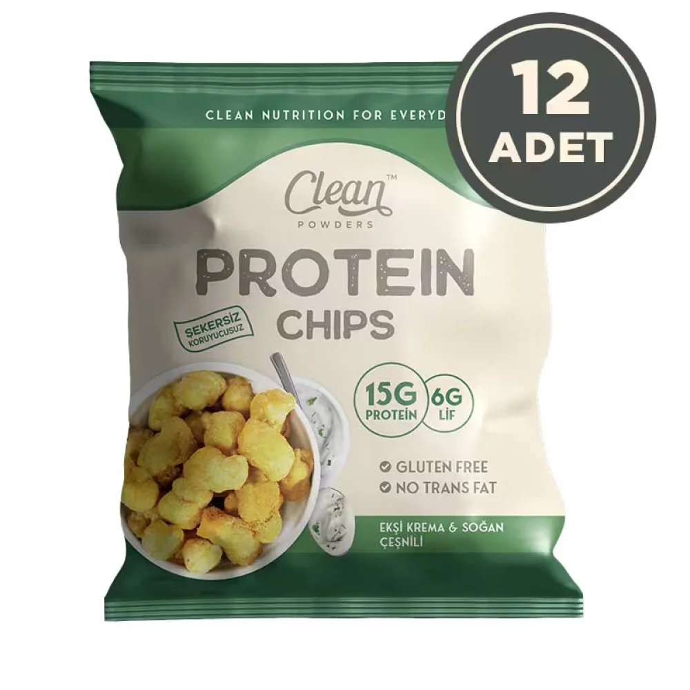 CLEAN POWDERS PROTEİN CİPS EKŞİ KREMA & SOĞAN AROMALI 12 ADET x 50gr