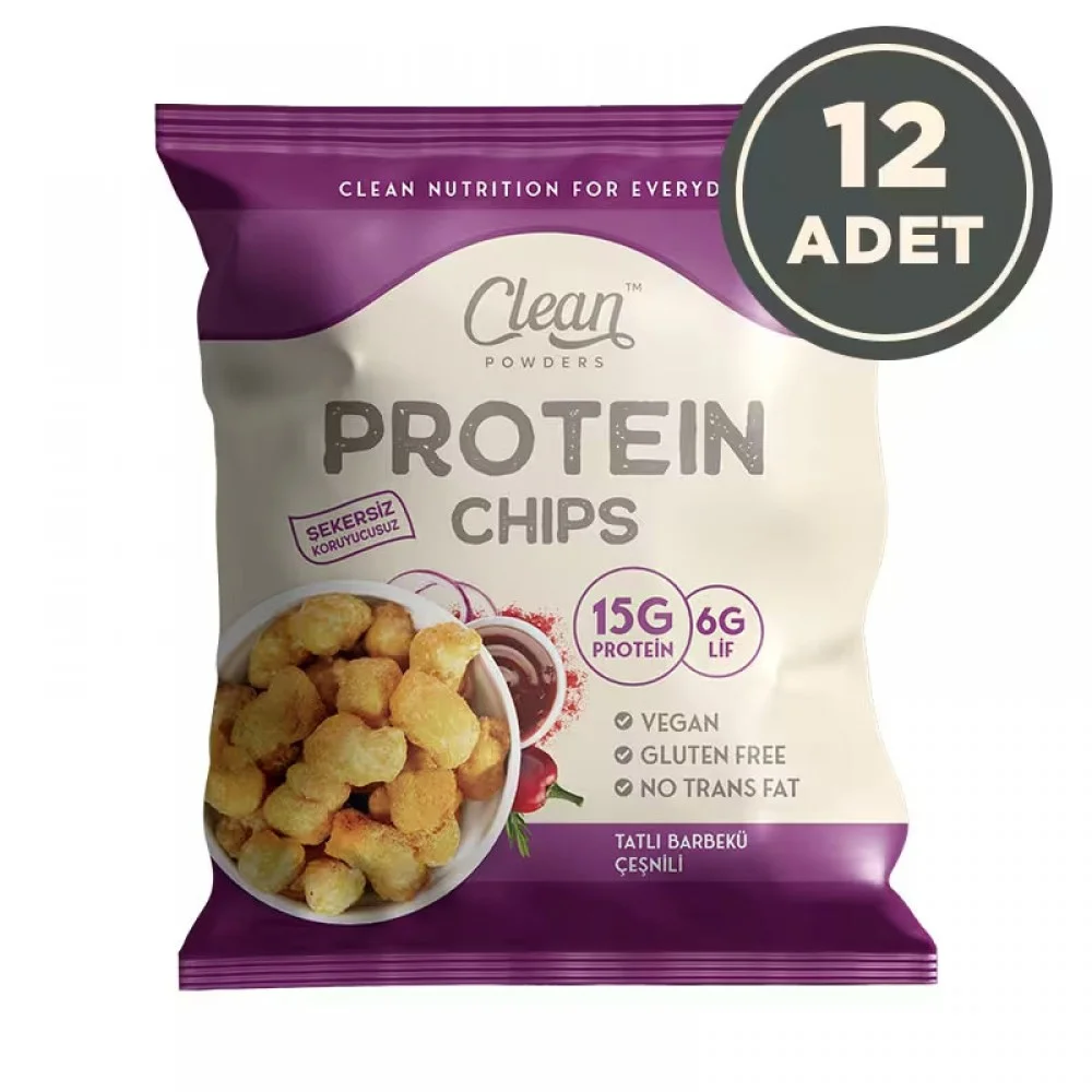 CLEAN POWDERS PROTEİN CİPS TATLI BARBEKÜ AROMALI 12 ADET x 50gr