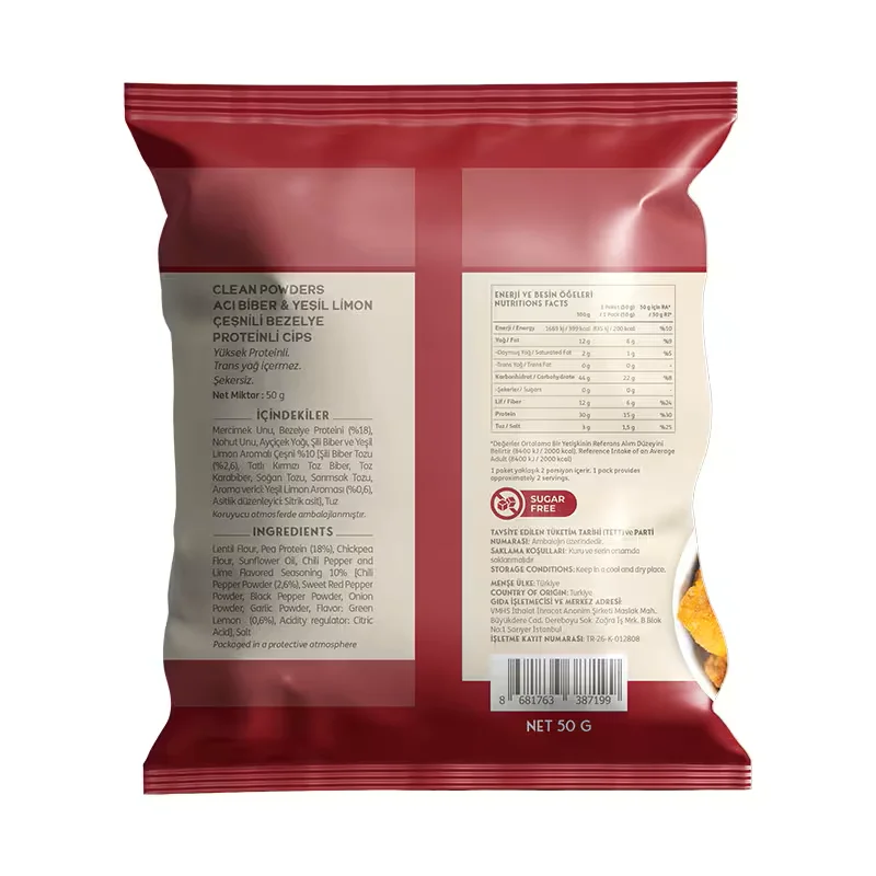 CLEAN POWDERS PROTEİN CİPS ACI BİBER AROMALI 1 ADET x 50gr