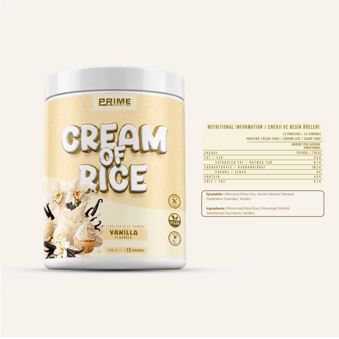 PRIME NUTRITION CREAM OF RICE 750 GRAM VANILYA AROMALI