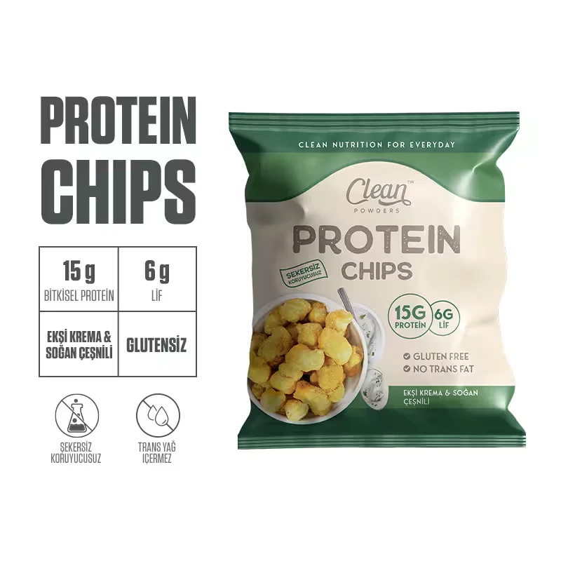 CLEAN POWDERS PROTEİN CİPS EKŞİ KREMA & SOĞAN ÇEŞNİLİ 1 ADET x 50gr