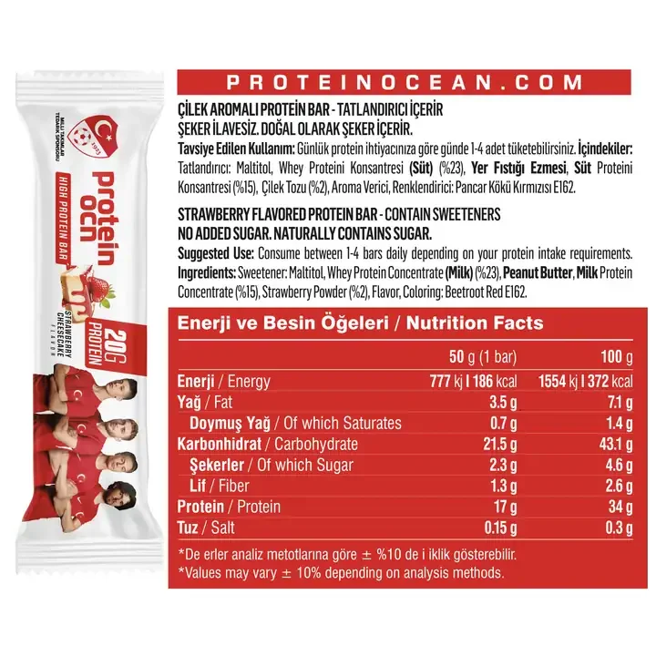 PROTEİNOCEAN ÇİLEK AROMALI PROTEIN BAR - 12 ADET