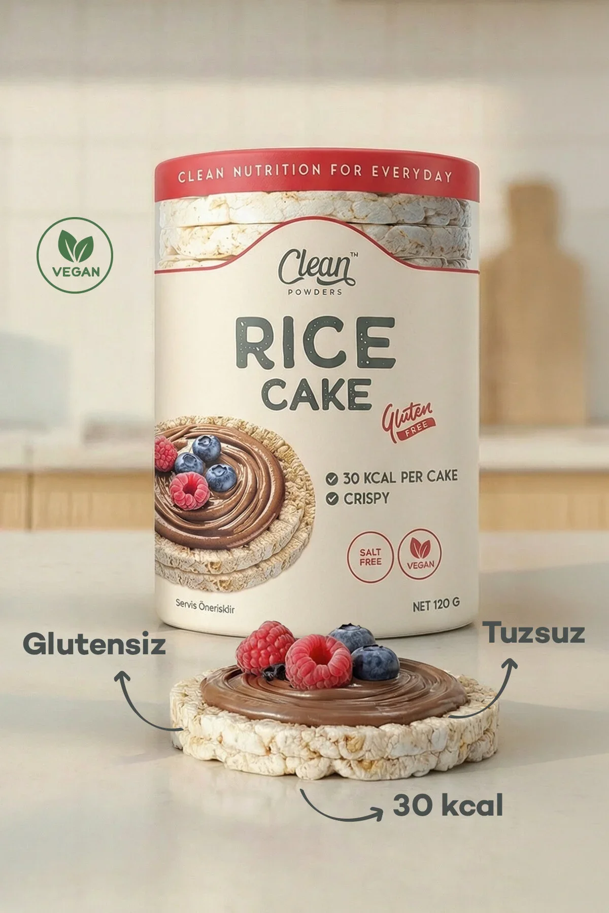 CLEAN POWDERS RICE CAKE  PİRİNÇ PATLAĞI 120 GR